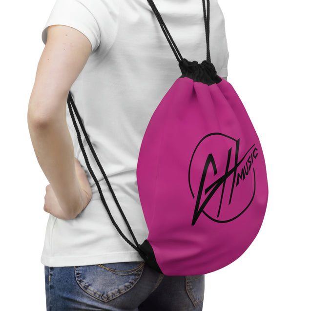 Drawstring Bag - Pink w/Black GH Music Logo