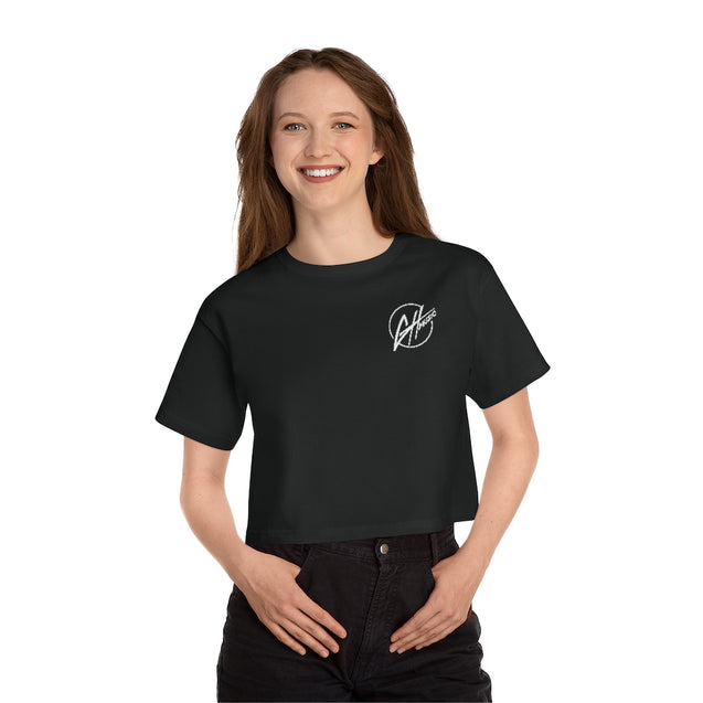 Champion Women's Heritage Cropped T-Shirt - GH Music Logo on Front and Guitar on Back